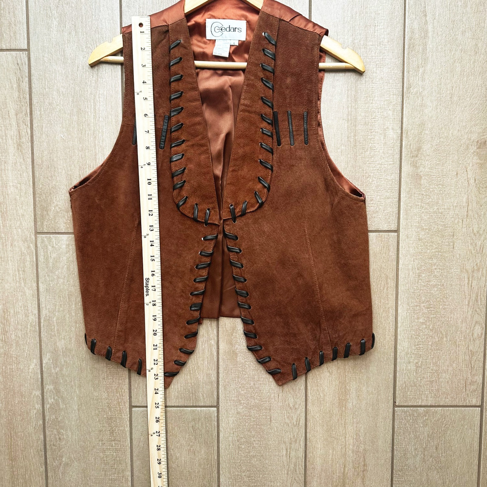 VTG Cedars Suede Fringe 2-Piece Set Skirt/Vest Large Cowgirl Western Festival - Picture 11 of 11